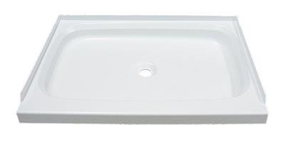 Shower Pan 24" x 32", Lippert Components 210367 Better Bath, Rectangular, With Threshold, Front Center Drain, White - Young Farts RV Parts