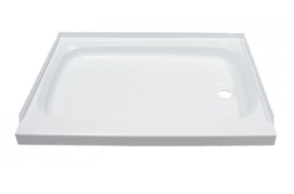 Shower Pan 24" x 32", Lippert Components 210371 Better Bath, Rectangular, With Threshold, Right Hand Drain, White - Young Farts RV Parts