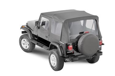 Soft Top TrailFX JTOE001 Replacement Top, Black Diamond, Fabric, Uses Factory Doors, With Upper Door Skins, With Tinted Windows - Young Farts RV Parts