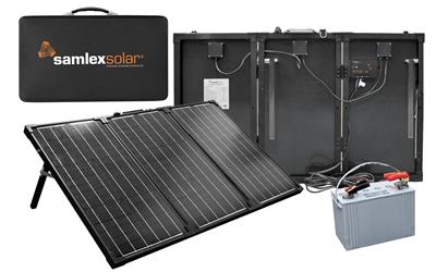 Solar Kit Samlex America MSK-135 Portable Solar Charging Kit, 135 Watts/ 17.4 Volt Maximum/ 7.74 Amp, Rigid Panel, 27.36" Width x 65" Height x 3.07" Thickness, Bracket Mount, With 10 Amp PMW Charge Controller - Young Farts RV Parts