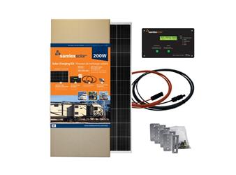 Solar Kit Samlex America SRV-200-30A Battery Charging Panel Kit, 200 Watt/ 20.52 Volt, Monocrystalline Panel, 26.77" Width x 59.05" Height x 1.39" Thickness, Bracket Mount, With 30 Amp Charge Controller - Young Farts RV Parts