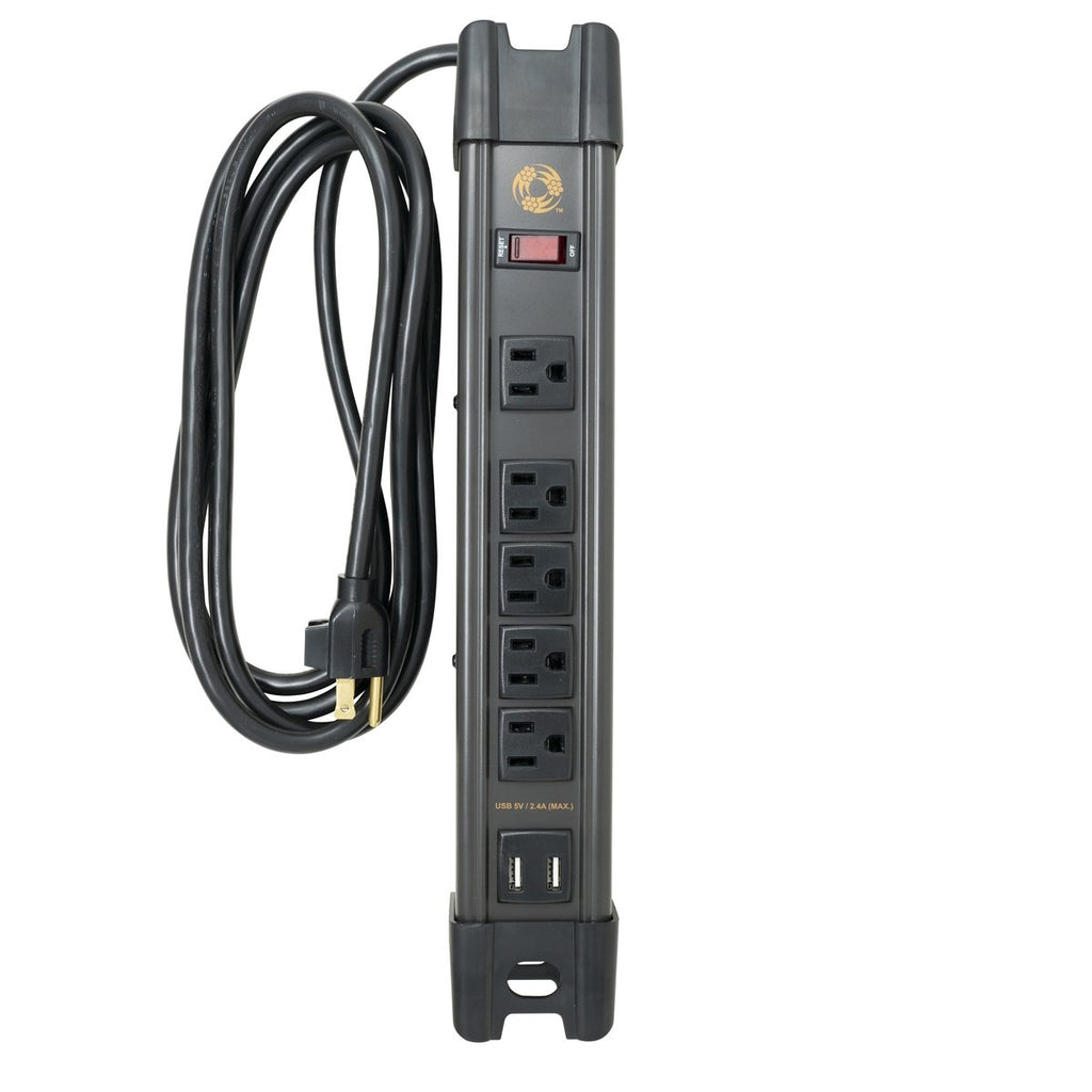 Southwire 5127 - All-Metal, Heavy-Duty Magnetic Power Strip with 2 x 2.4 Amp USB, 5 Outlets and 8 foot Cord - Young Farts RV Parts