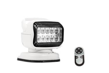 Spotlight GoLight 79014GT Radioray ®; 40 Watt LED; White Rectangular Housing; Magnetic Mount; White Light; 8-1/2" x 7-1/4" x 8" ; 370 Degree Rotation x 135 Degree Tilt; 12 Volt; 3.7 Amp; Hardwired - Young Farts RV Parts