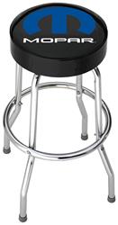 Stool Plasticolor 004784R01 Garage Stools, Round Black Vinyl Seat With Mopar Logo, Non-Swivel, 4 Steel Legs - Young Farts RV Parts