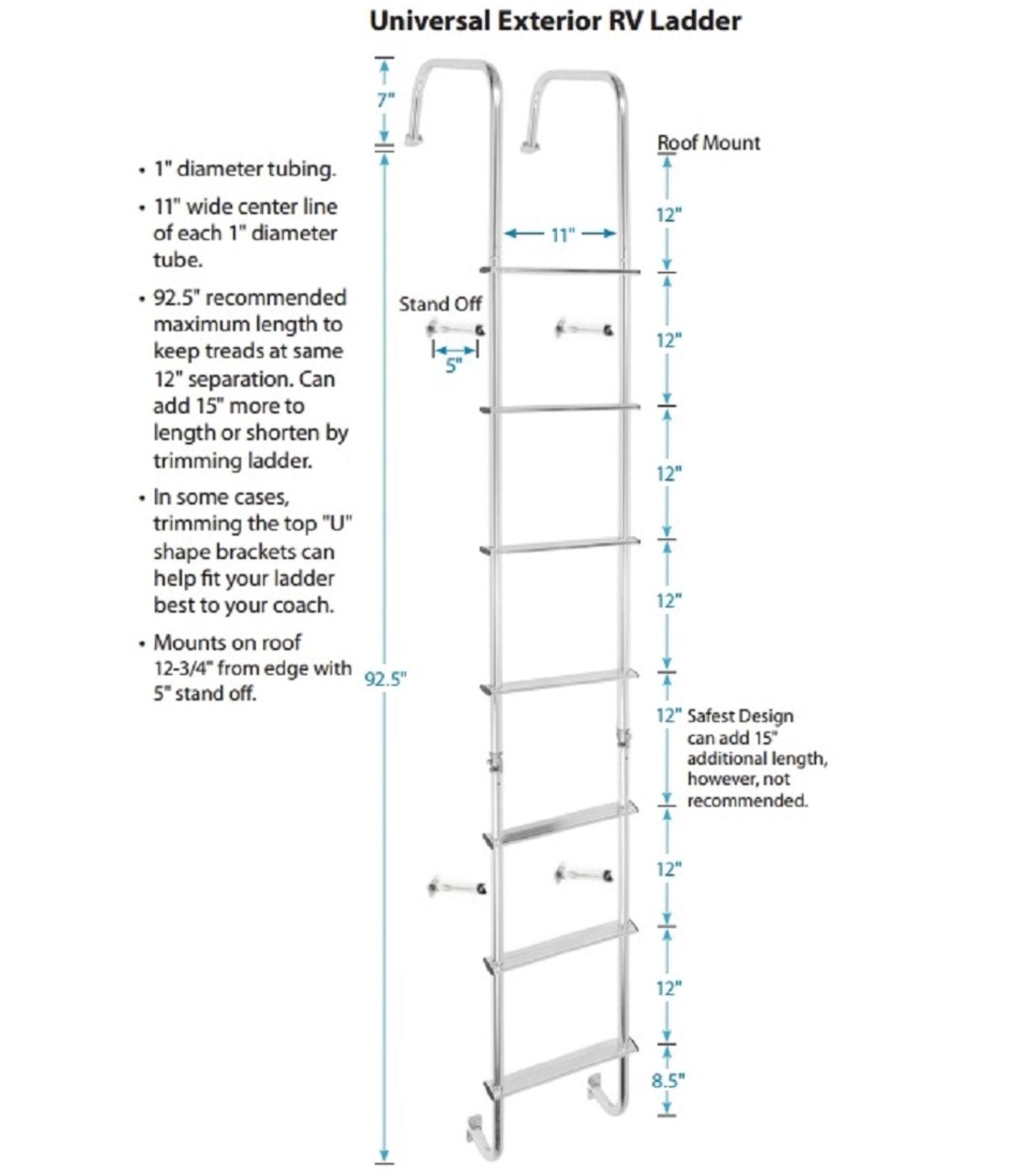 Stromberg Carlson LA-401BA Rear Ladder - Black - Young Farts RV Parts