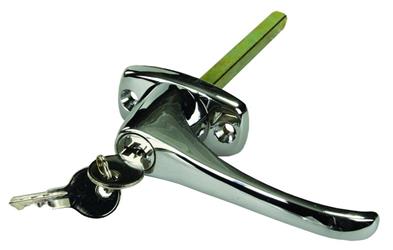 T-Handle JR Products 10895 Replacement For Truck Caps/ Bed Covers/ Tool Boxes; L Handle Type; Locking; Chrome Plated; Die Cast Steel - Young Farts RV Parts