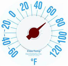 Load image into Gallery viewer, Thermometer Electronic Optix KT-7 KleerTemp, Use To Measure Interior Temperature, Analog Display, Mounted, 7&quot; Diameter, Clear, Plastic - Young Farts RV Parts