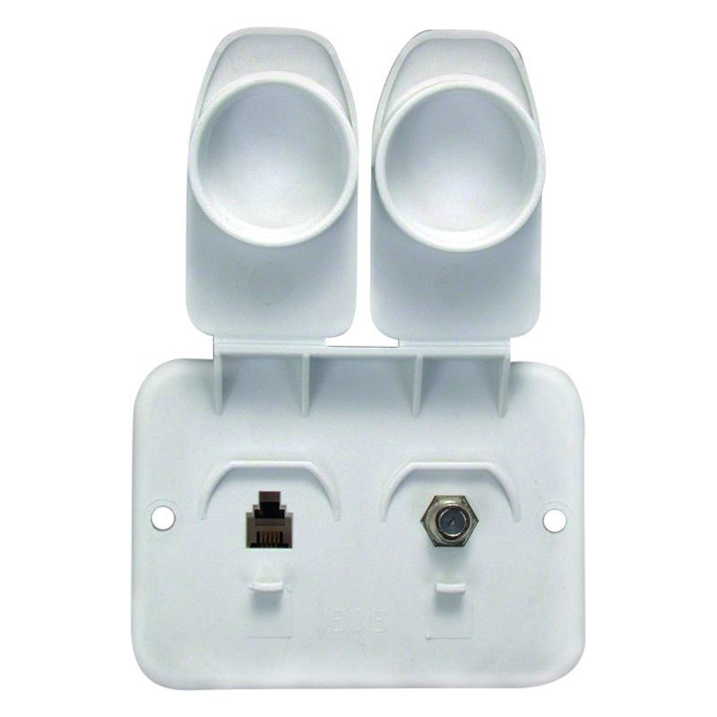 Thetford 543-A-2-A - Polar White Double Phone/Cable TV Plate - Young Farts RV Parts