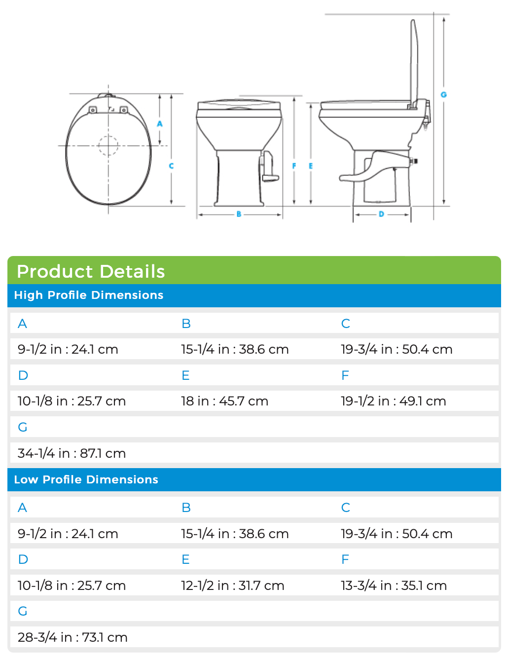 Thetford Aqua Magic Residence Toilet High Profile Bone Plastic 42171 - Young Farts RV Parts