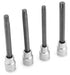 Torx Bit Performance Tool W86020 Use With 3/8" Drive Socket, Long Shank Disc Brake Caliper Bit, Alloy Steel Bit With Chrome Vanadium Steel Socket, With T40/ T45/ T47/ T50, 4 Pieces, Professional Sand Finish - Young Farts RV Parts
