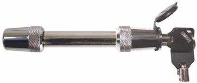 Trailer Hitch Pin Trimax Locks SXT3 Barbell, 5/8" Diameter, 2-3/4" Span, Use With Class III Thru V Hitches, With Keyed Lock, With Dust Cover, Stainless Steel - Young Farts RV Parts