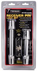 Trailer Hitch Pin Trimax Locks TH43 Premium, Barbell Type With Key Lock, 5/8" Diameter, Includes 2-3/4" and 4-3/8" Locks, Use With Rapid Hitch Adjustable Receiver Systems and 2" Receivers, With Dust Cover - Young Farts RV Parts