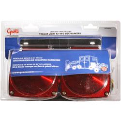 Trailer Light Grote Industries 65380-5 Stop/ Turn/ Tail Light, Incandescent Bulb, Rectangular Housing, Red Lens, 4-1/2" Square x 3-3/8" Depth, Kit Includes Two Lights/ 4 Foot Trunk Wiring Wiring/ 25 Foot Split Trailer Wiring Harness/ License Plate Bracket - Young Farts RV Parts
