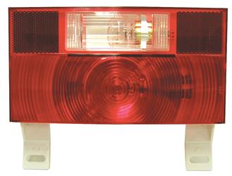 Trailer Light Peterson Mfg. V25914 Stop/ Turn/ Tail Light, Incandescent Bulb, Rectangular, Red, 8-9/16" Length x 4-5/8" Width, With Reflex/ License Light/ Plate Mounting Bracket/ Backup Light - Young Farts RV Parts