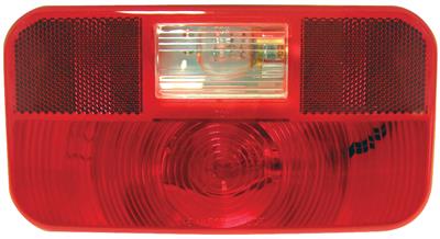 Trailer Light Peterson Mfg. V25922 Stop/ Turn/ Tail Light, Incandescent Bulb, Rectangular, Red, 8-9/16" Length x 4-5/8" Width, With Reflex/ Backup Light - Young Farts RV Parts