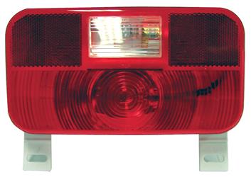 Trailer Light Peterson Mfg. V25924 Stop/ Turn/ Tail Light, Incandescent Bulb, Rectangular, Red, 8-9/16" Length x 4-5/8" Width, With Reflex/ Plate Mounting Bracket/ Backup Light - Young Farts RV Parts