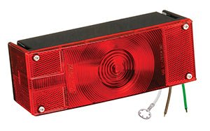 Trailer Light Wesbar 006504 8-Function Tail Light, Incandescent Bulb, Rectangular, Red Lens, 8.03" Length x 2.83" Width x 2.94" Height, With Two Supply Wires/ Ring Terminal Ground With offerings of both incandescent and LED lighting for vehicles and trail - Young Farts RV Parts