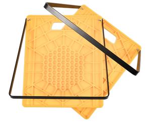 Trailer Stabilizer Jack Stand Pad Camco 44543 Use To Stabilize Jack Foot and Keep It From Sinking, Interlocking Design, 14" x 11.7", Polypropylene, With Handle and Carrying Strap, Set Of 2 - Young Farts RV Parts