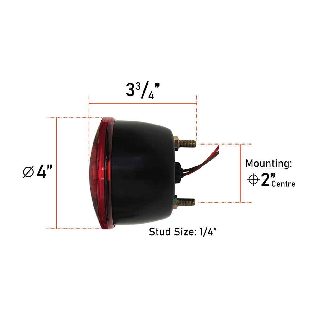 Uni-Bond TL4401L - S/T/T/L Trailer Lamp for Vehicles under 80? Red Round 4" - Young Farts RV Parts