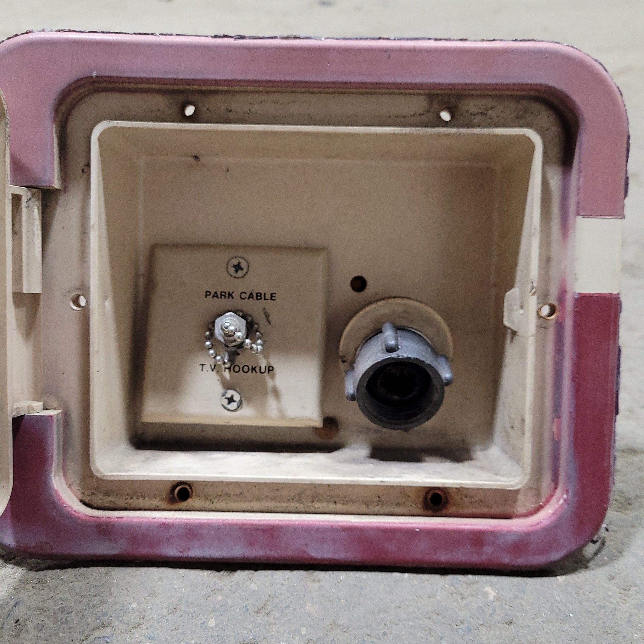 Used 8 5/8" W Motorhome City Water/ Park Cable Inlet- RETRO/ VINTAGE - Young Farts RV Parts