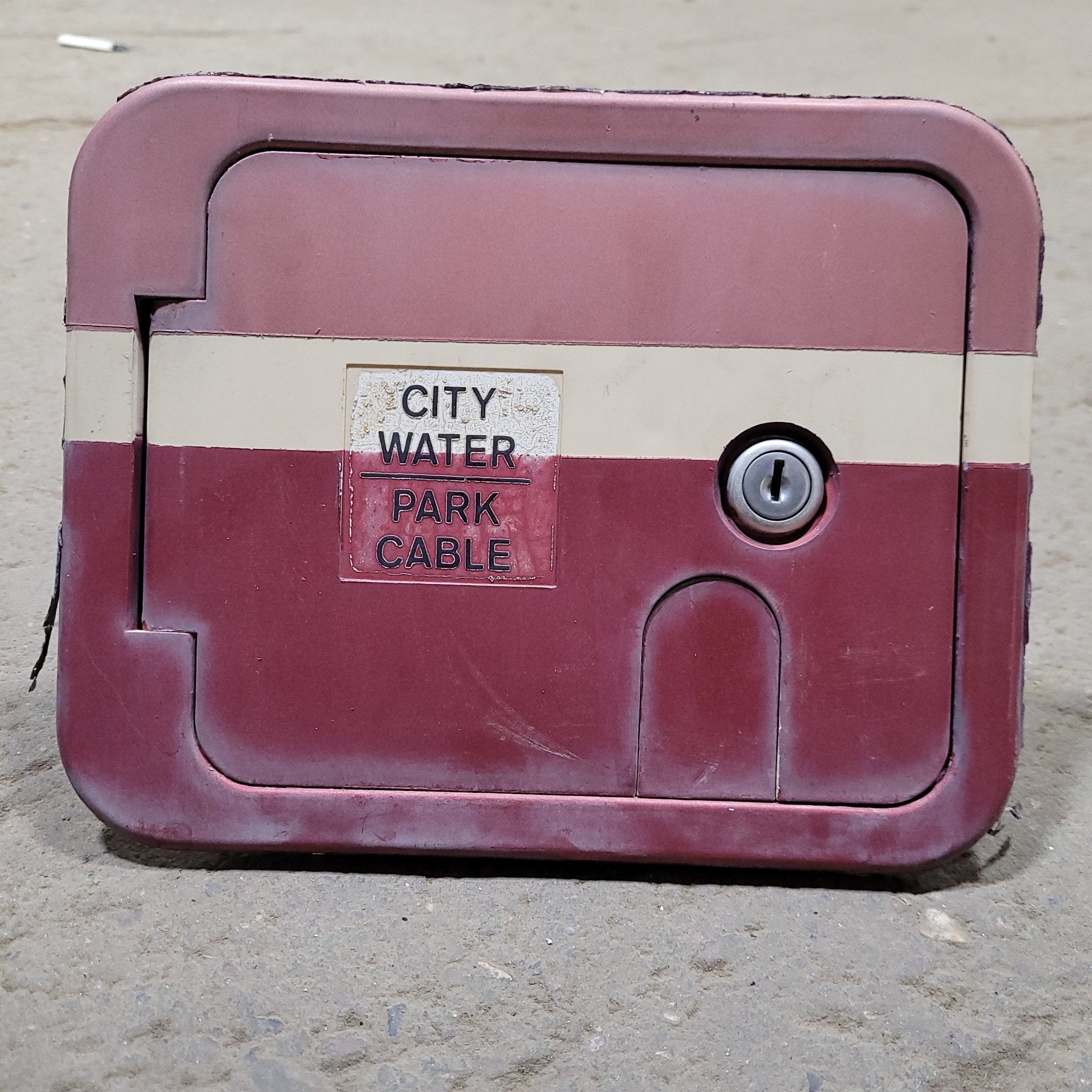 Used 8 5/8" W Motorhome City Water/ Park Cable Inlet- RETRO/ VINTAGE - Young Farts RV Parts