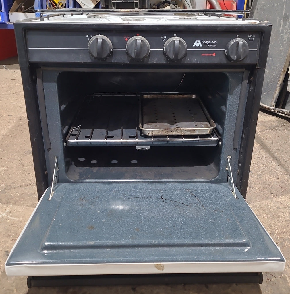 Used Atwood / Wedgewood range stove 3-burner R-1738W1 - Young Farts RV Parts