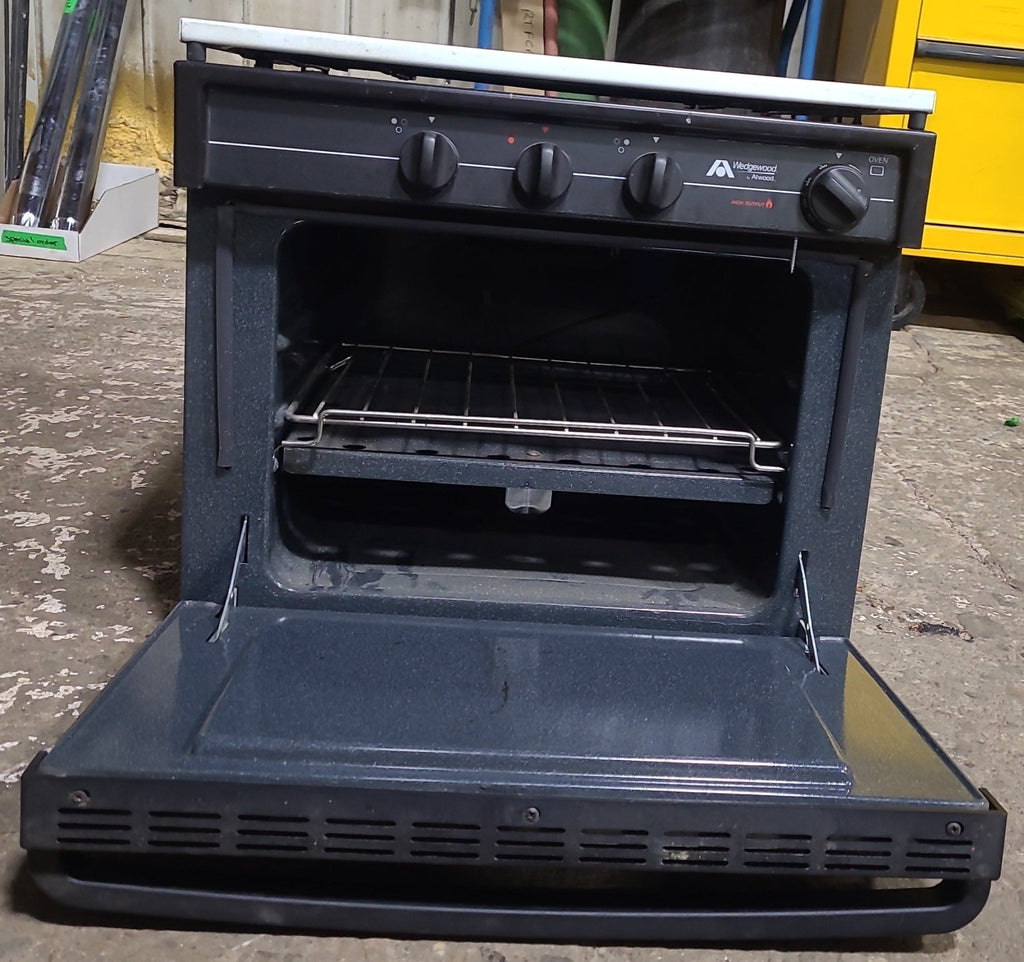 Used Atwood / Wedgewood range stove 3-burner R-W1730W1 - Young Farts RV Parts