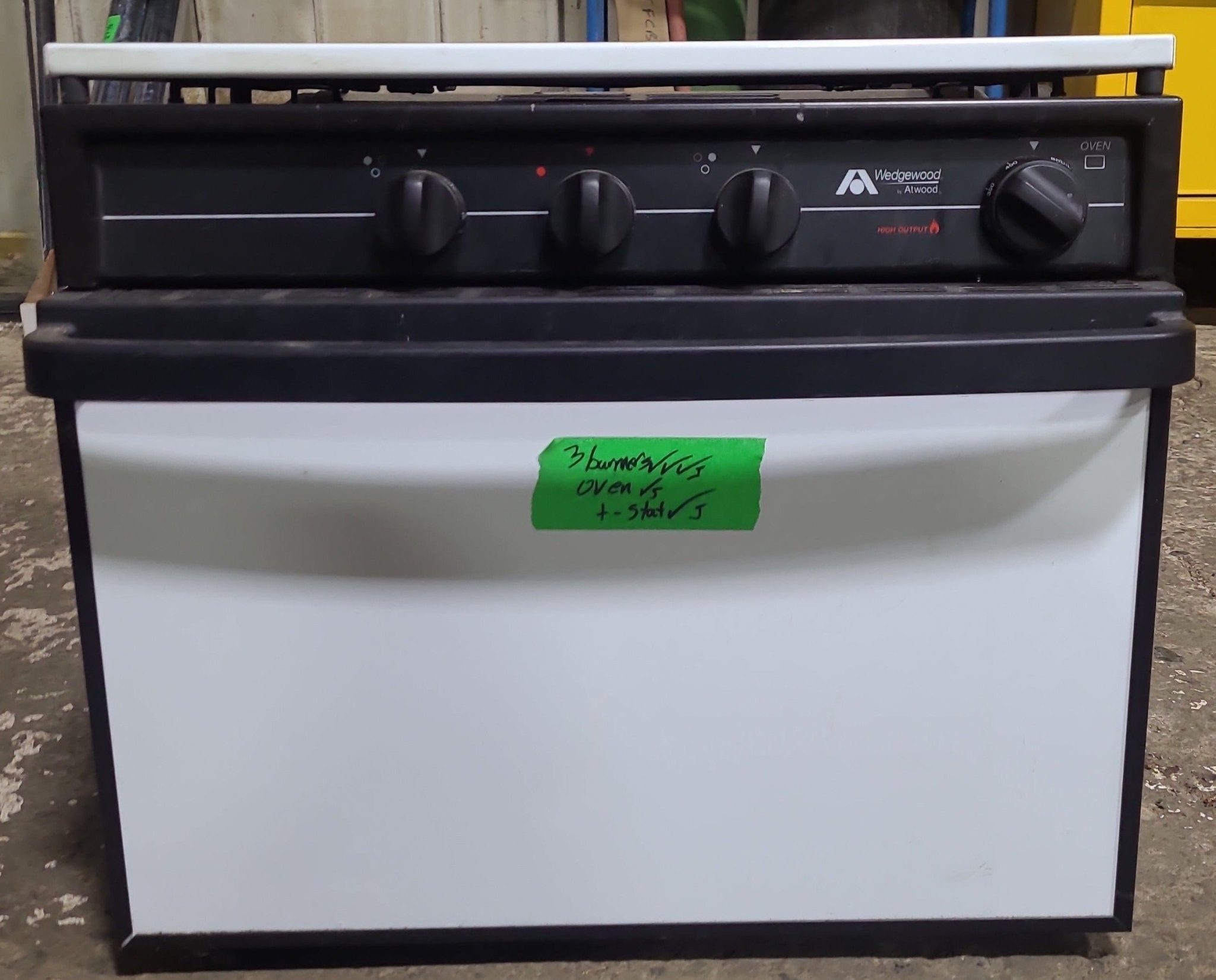 Used Atwood / Wedgewood range stove 3-burner R-W1730W1 - Young Farts RV Parts