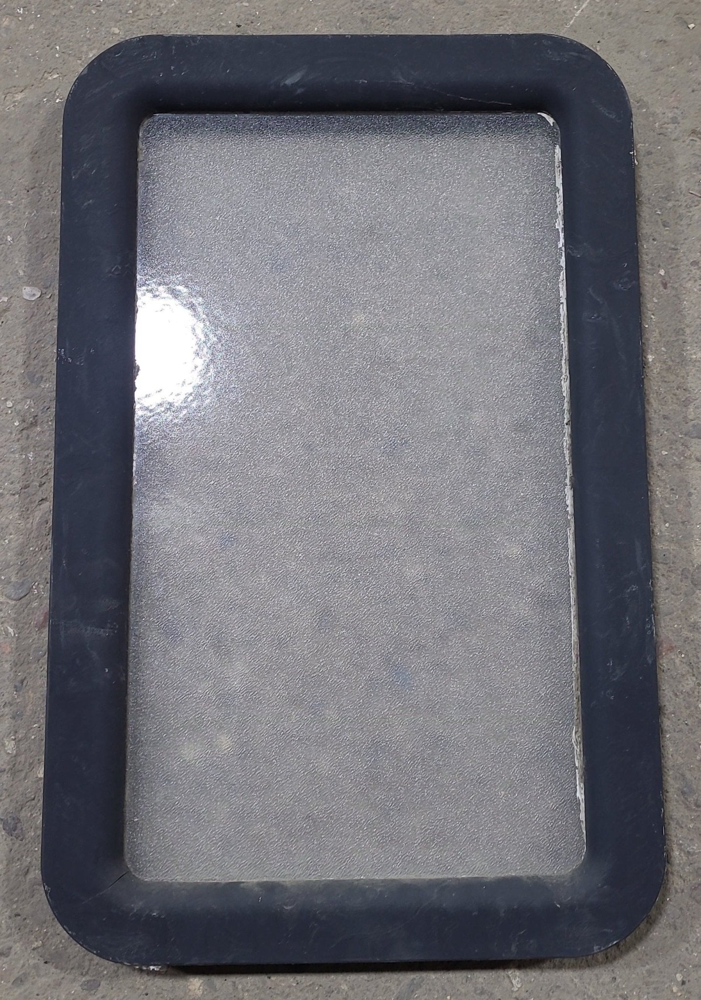 Used Black/ Brown Entry door window : 24 3/4" x 15 3/4" - Young Farts RV Parts