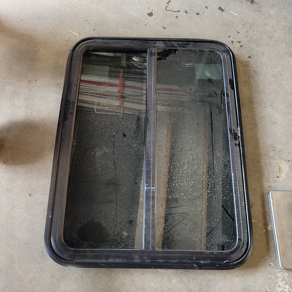 Used Black Emergency Radius Opening Window : 27 X 36 X 2" D - Young Farts RV Parts