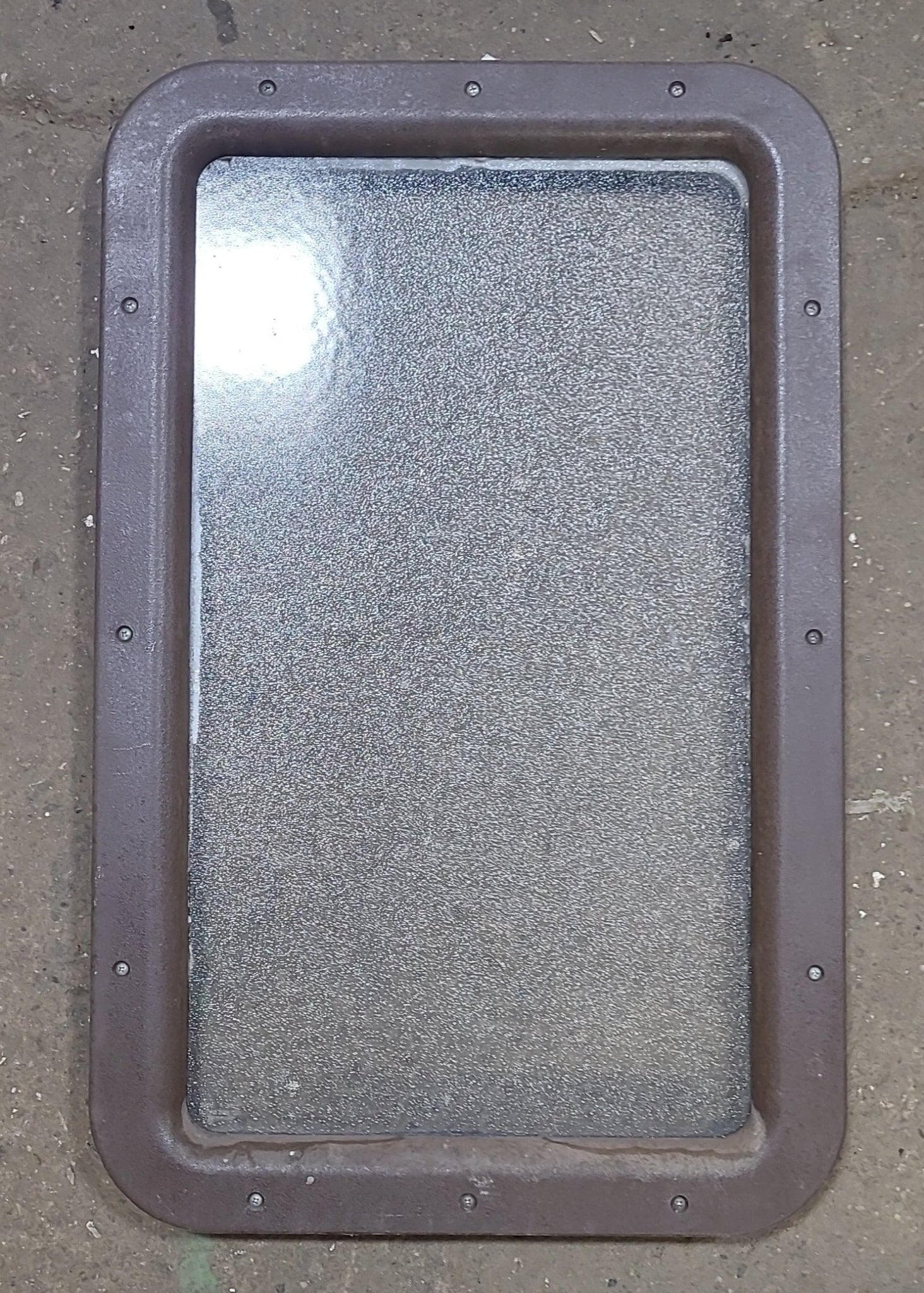 Used Black Entry door window : 24 3/4" x 15 3/4" - Young Farts RV Parts