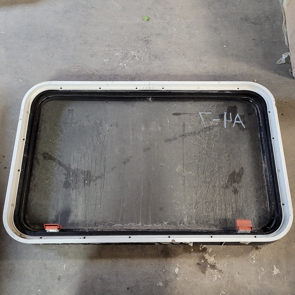 Used Black Radius Emergency Opening Window : 21 3/4 X 35 1/2 X 2" D - Young Farts RV Parts