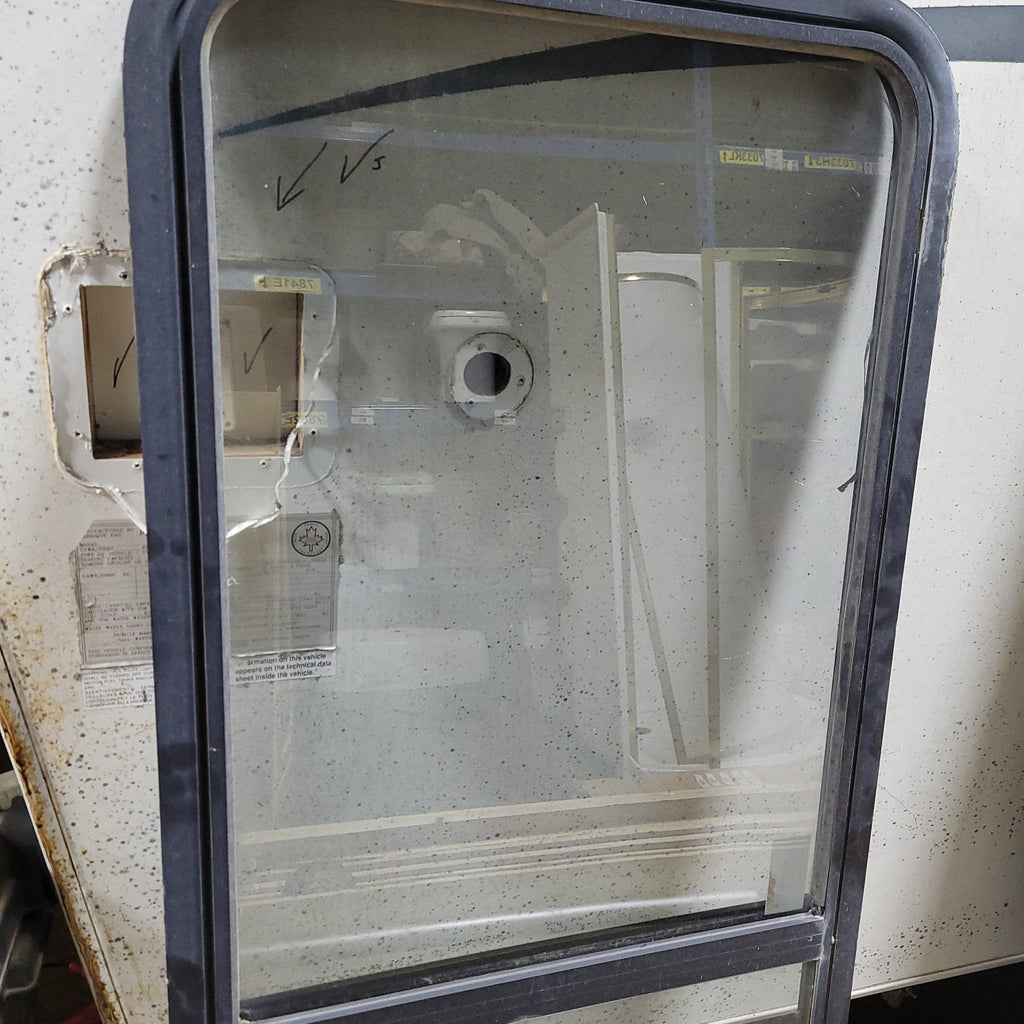 Used Black Radius Emergency Opening Window : 21 3/4" X 60 1/2" X 2" D - Young Farts RV Parts