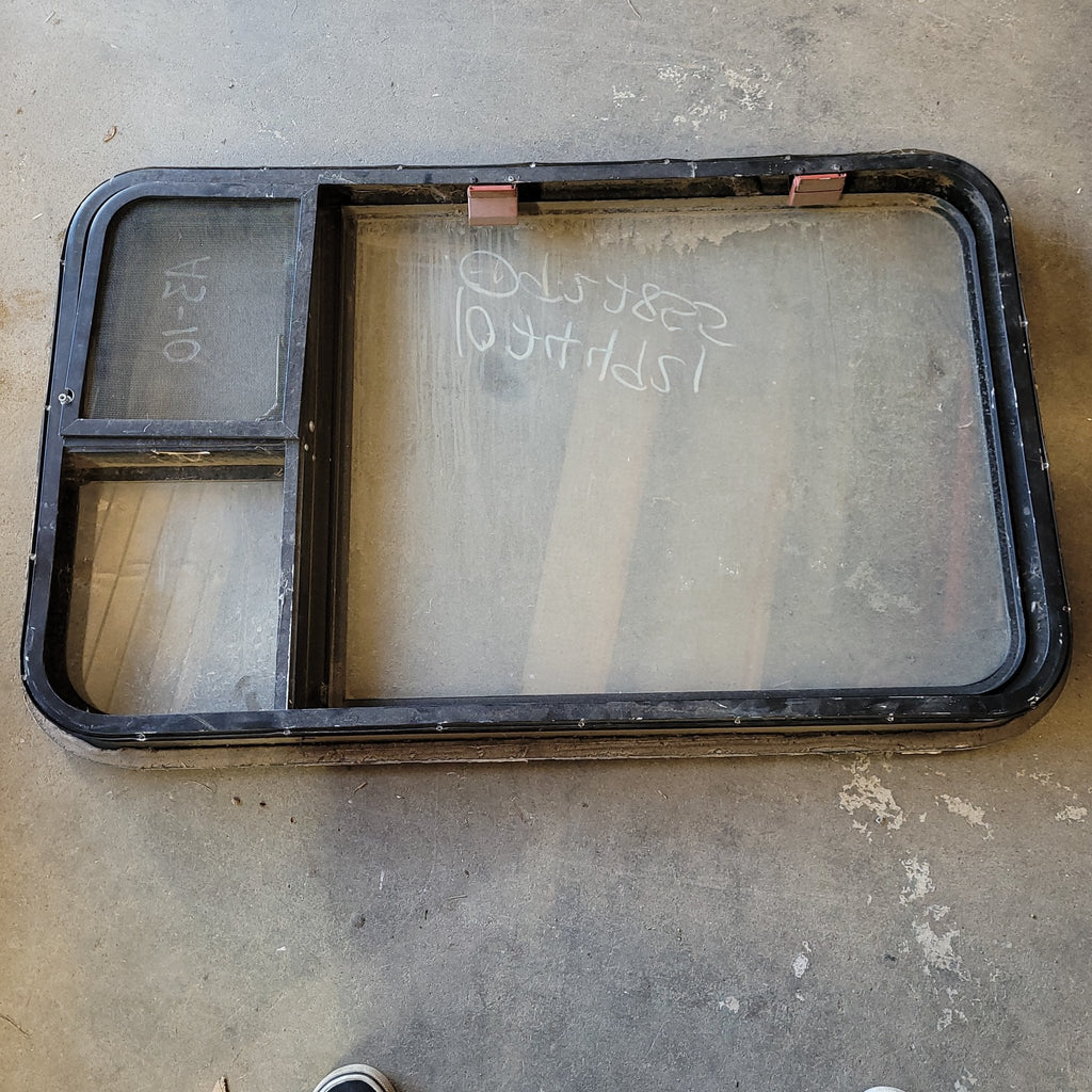Used Black Radius Emergency Opening Window : 22 X 36 X 2" D - Young Farts RV Parts