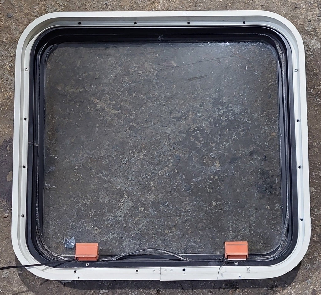 Used Black Radius Emergency Opening Window : 23 1/2" W x 21 3/4" H x 1 3/4" D - Young Farts RV Parts