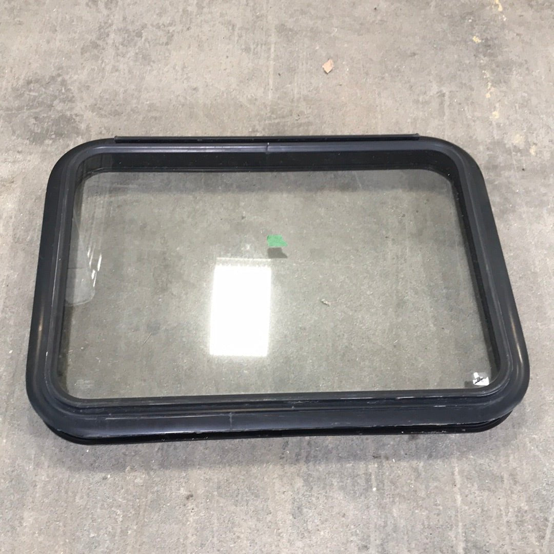 USED Black Radius Emergency Opening Window : 29 3/4" W X 21 3/4" H X 2" D - Young Farts RV Parts