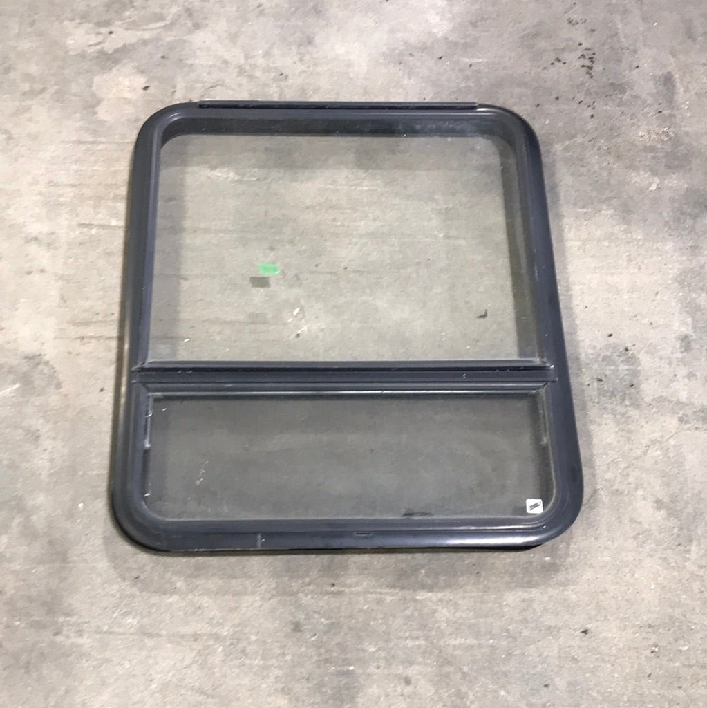 Used Black Radius Emergency Opening Window : 34 1/2" W X 29 1/2" H X 2" D - Young Farts RV Parts