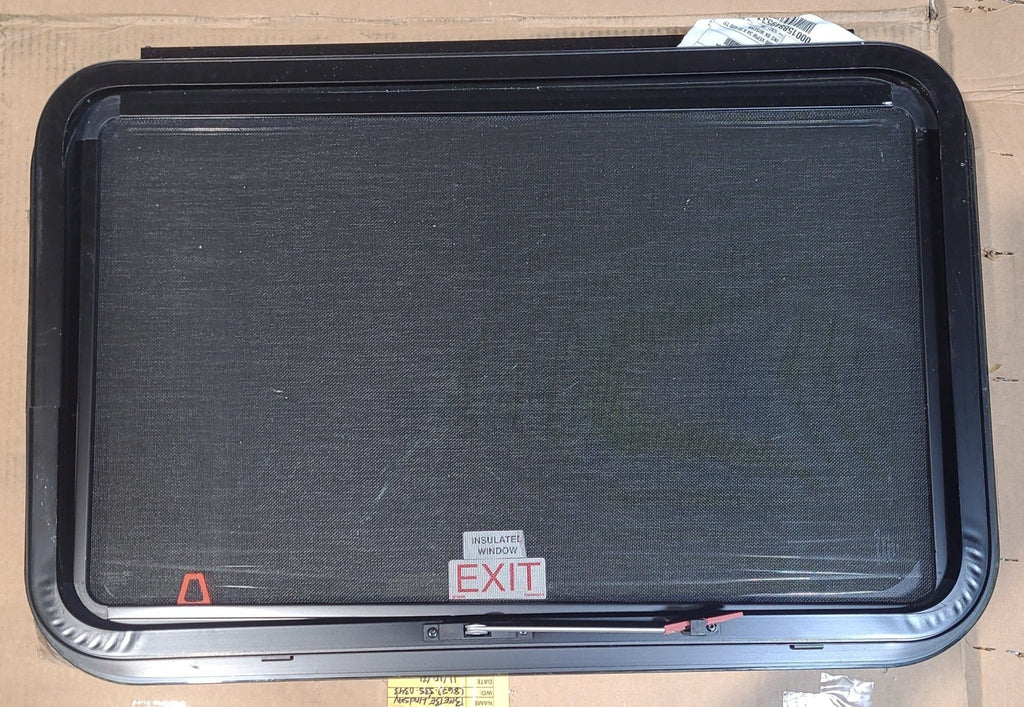 Used Black Radius Emergency Opening Window : 34" X 22" X 1 1/2" D - Young Farts RV Parts