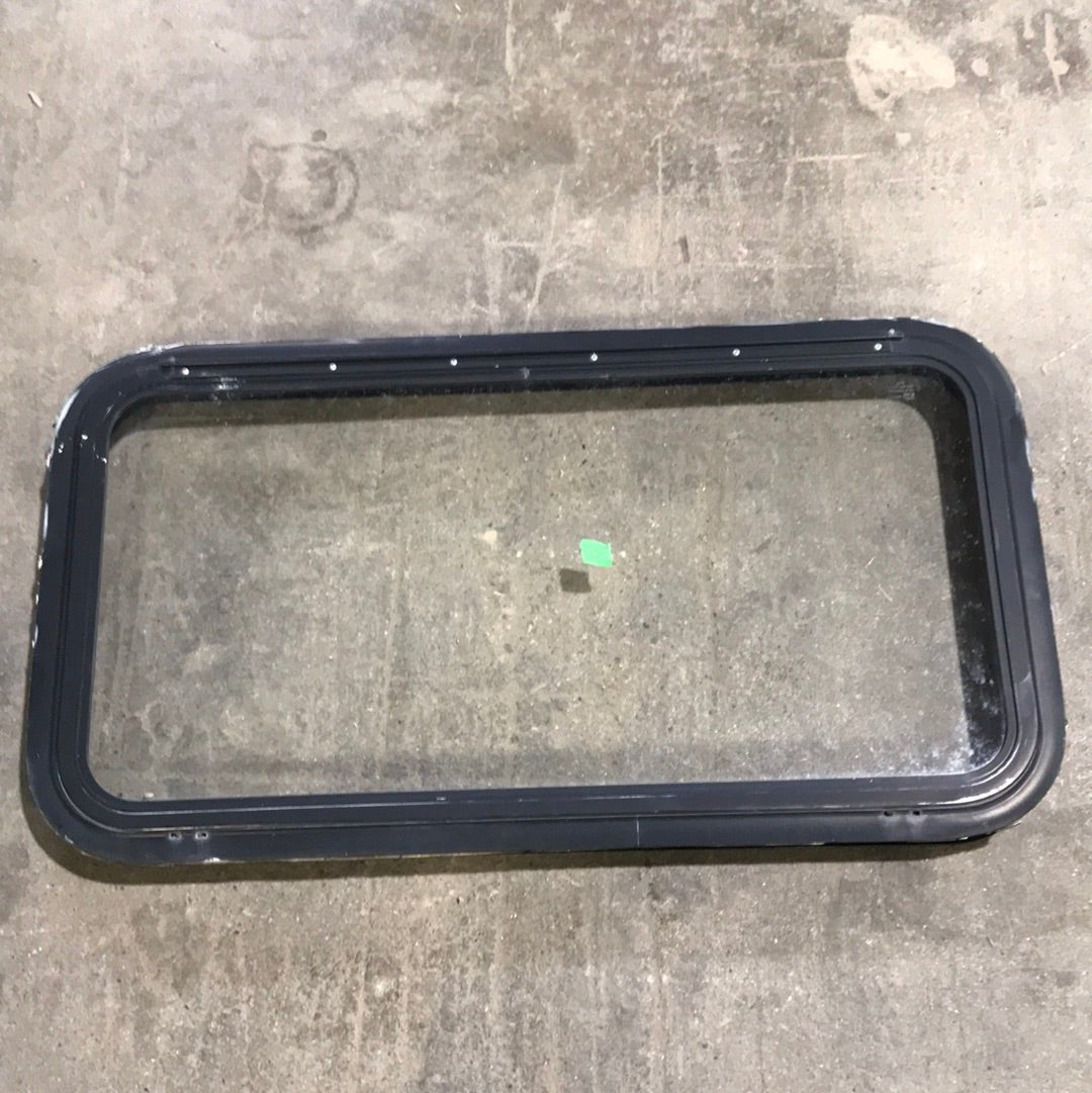 Used Black Radius Emergency Opening Window : 35 1/2" W X 18 1/2" H X 2" D - Young Farts RV Parts