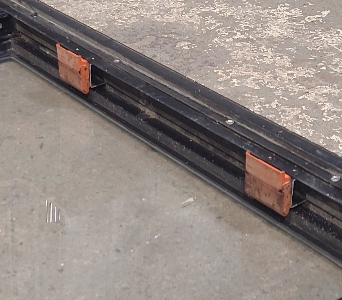 Used Black Radius Emergency Opening Window : 47 1/2" W x 22 1/4" H x 1 7/8" D - Young Farts RV Parts