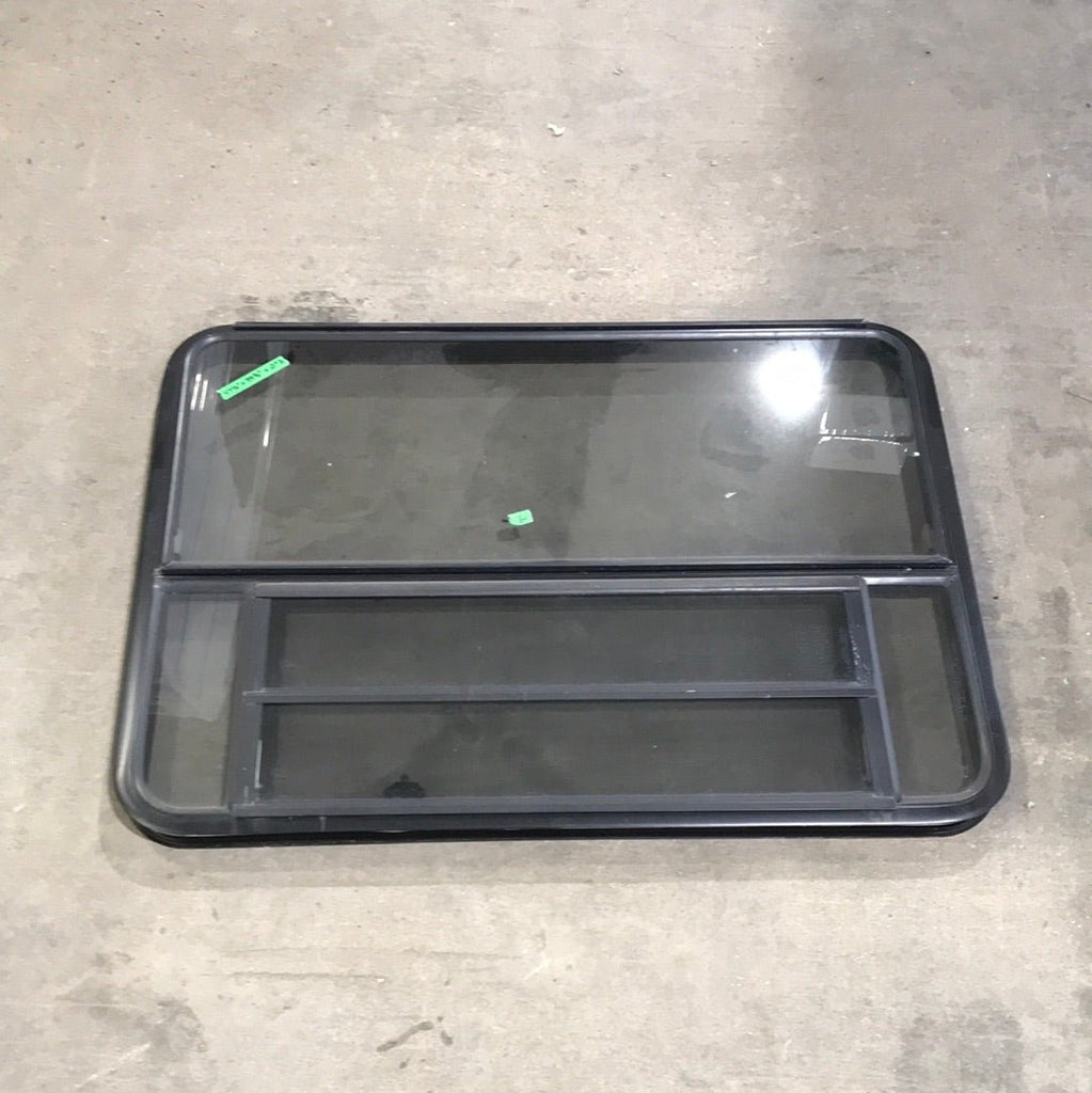Used Black Radius Emergency Opening Window : 47 1/2" W x 34 1/2" H x 2" D - Young Farts RV Parts