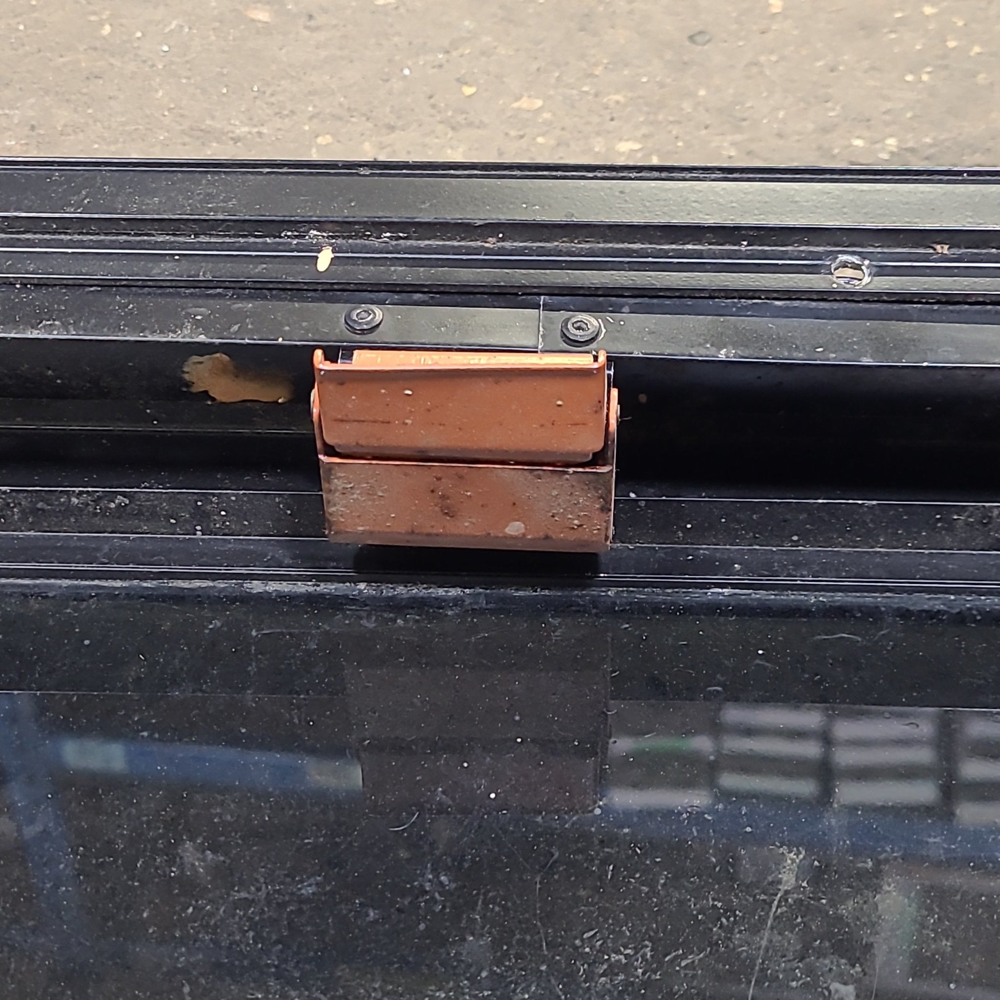 Used Black Radius Emergency Opening Window : 47 1/4" W x 22 1/2" H x 1 3/4" D - Young Farts RV Parts