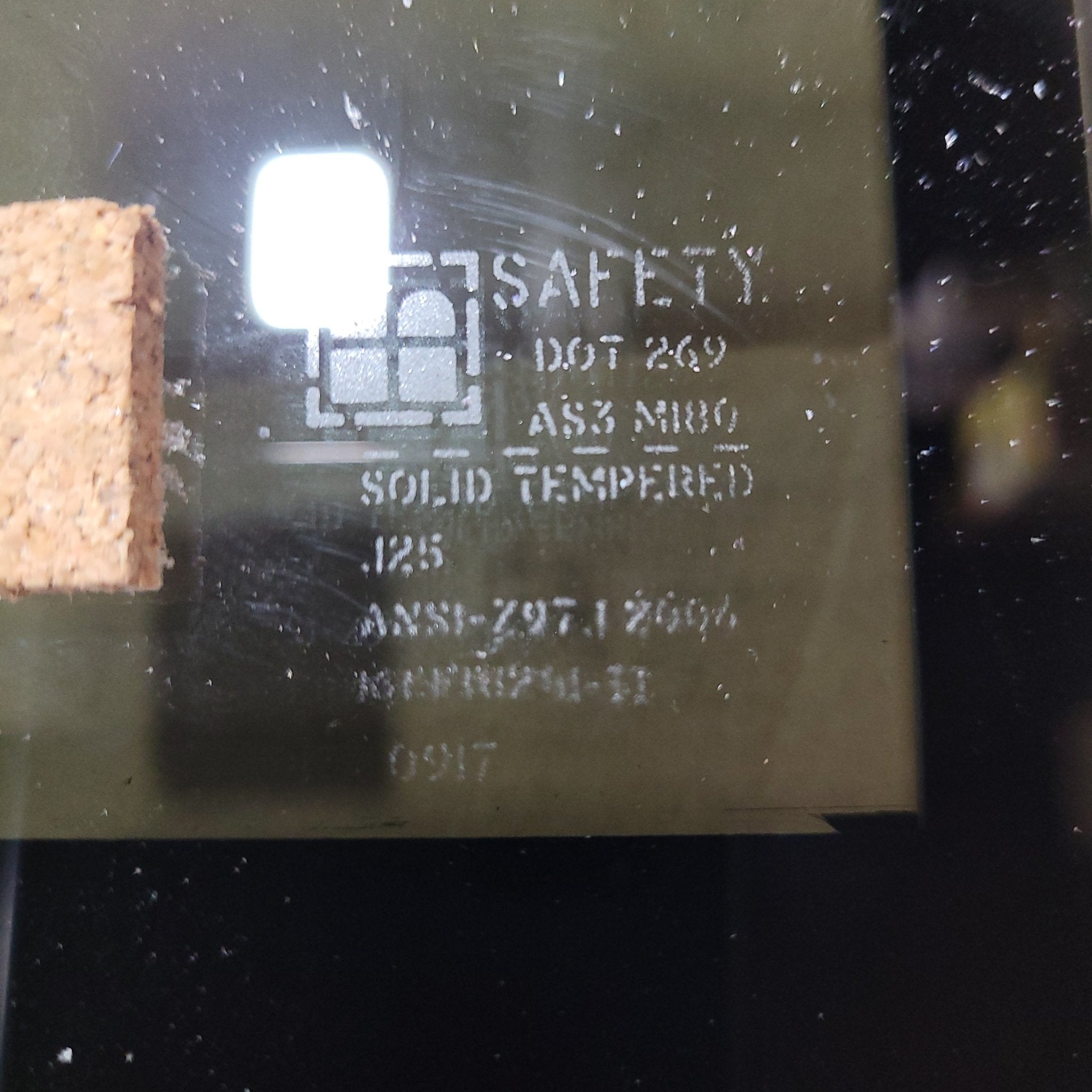 Used Black Radius Frameless Opening Window : 24 1/2" X 10 1/2" X 1/2" D - Young Farts RV Parts