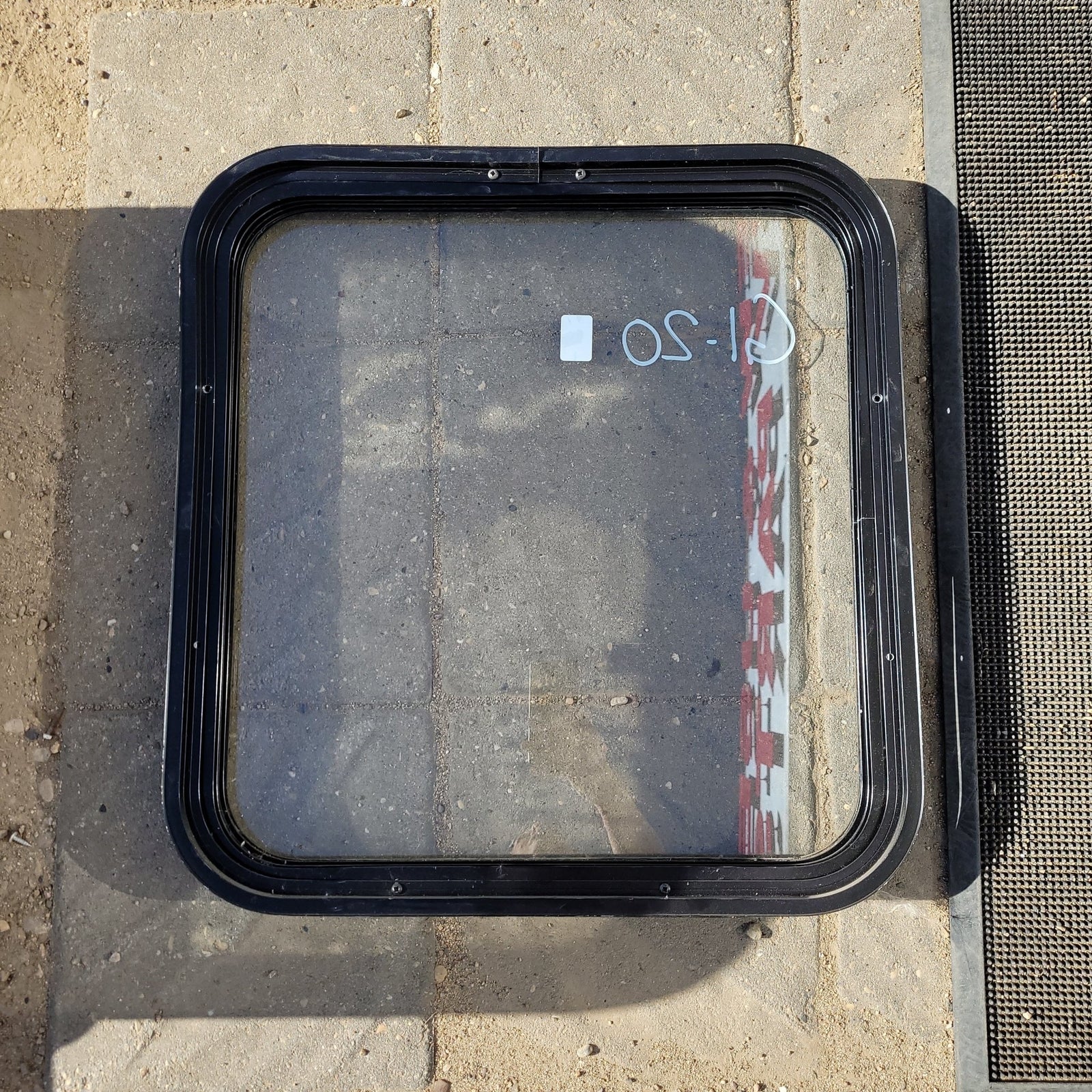 Used Black Radius Non-Opening Window : 21 3/4 X 20 1/4 X 2