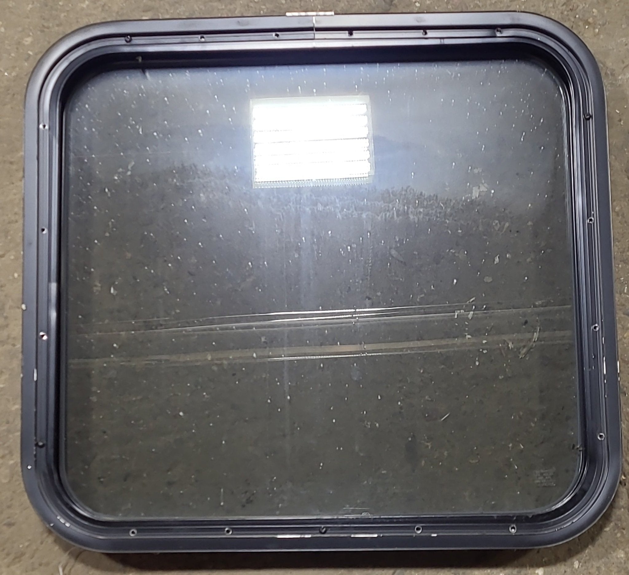 Used Black Radius Non Opening Window : 23 1/2" W x 21 1/2" H x 1 3/4" D - Young Farts RV Parts