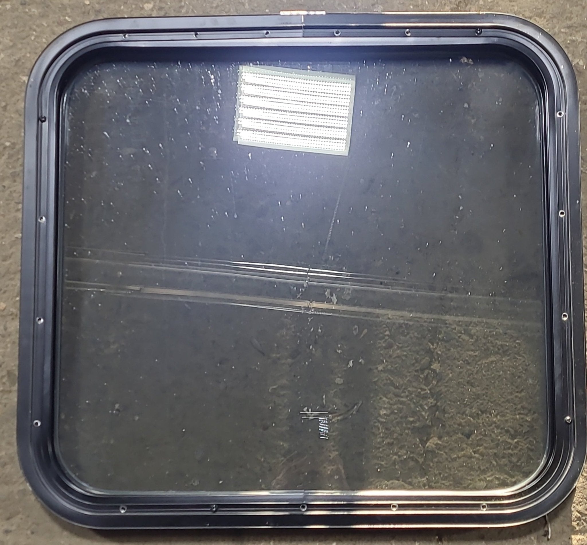 Used Black Radius Non Opening Window : 23 1/2" W x 21 1/2" H x 1 3/4" D - Young Farts RV Parts