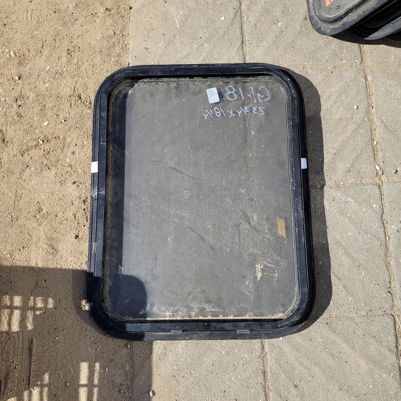 Used Black Radius Non-Opening Window : 23 3/4 X 18 1/4 X 2