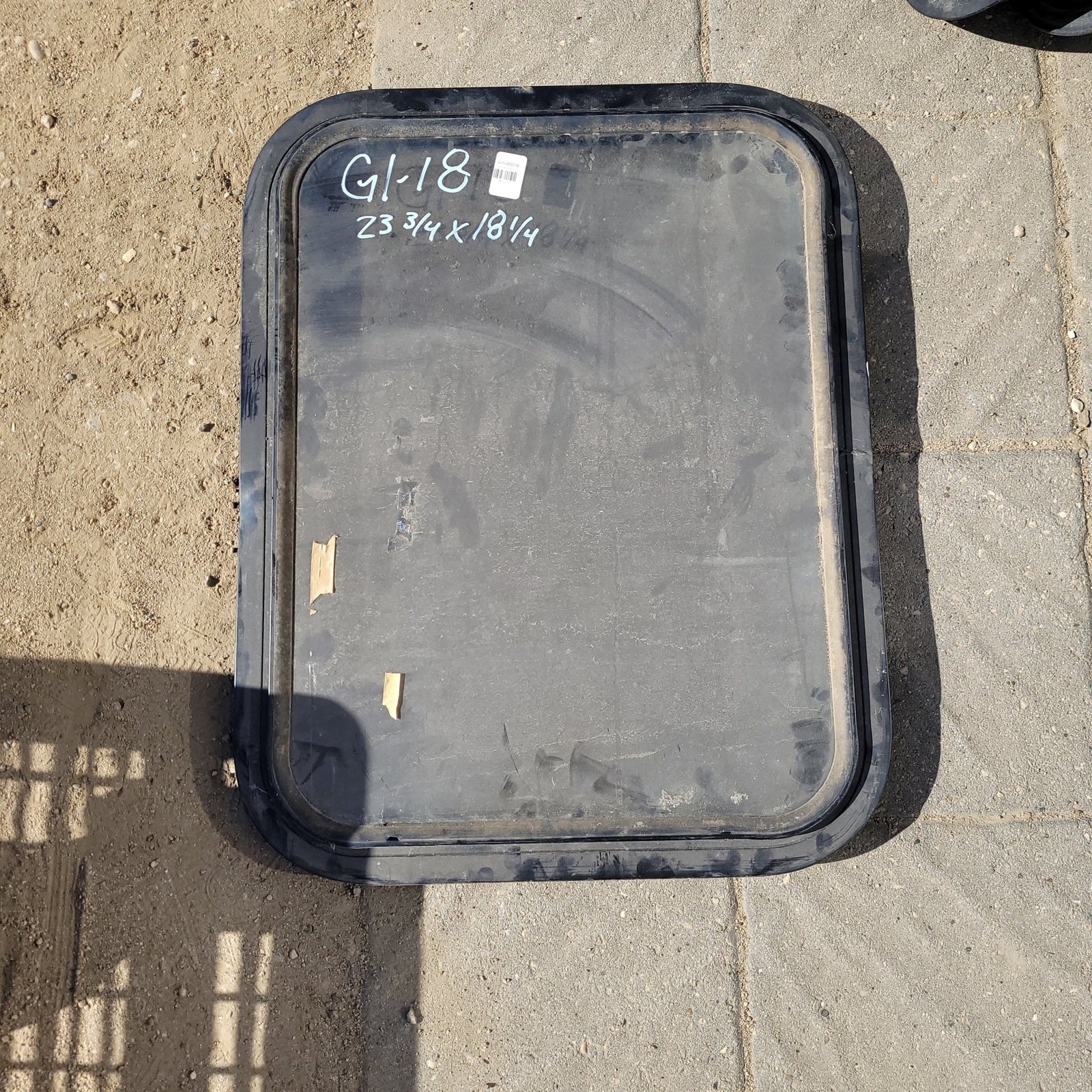 Used Black Radius Non-Opening Window : 23 3/4 X 18 1/4 X 2