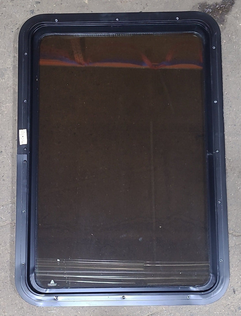 Used Black Radius Non Opening Window : 24 1/4" W x 35 1/2" H x 1 7/8" D - Young Farts RV Parts