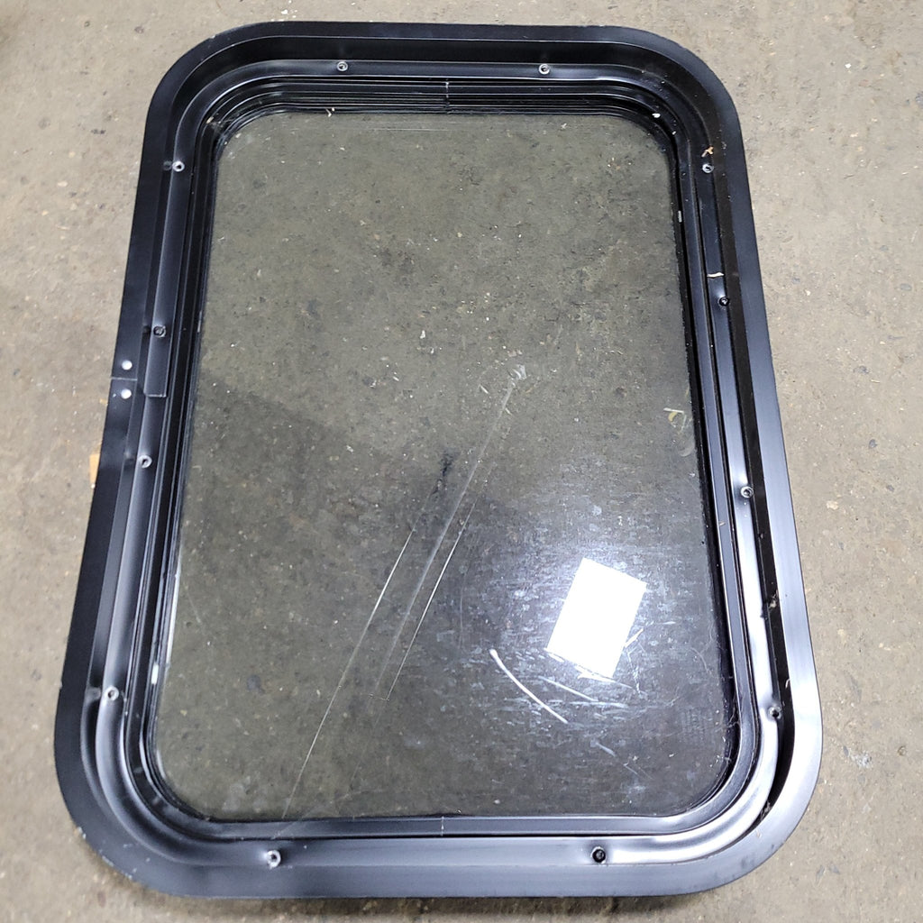 Used Black Radius Non-Opening Window : 24 1/4" X 16 3/4" X 2" D - Young Farts RV Parts